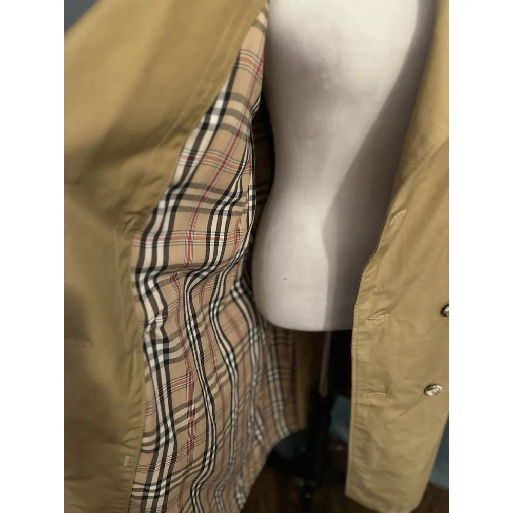 Vintage Men’s Large Trench Coat Double Breasted No Lining Size 42R - Picture 4 of 11